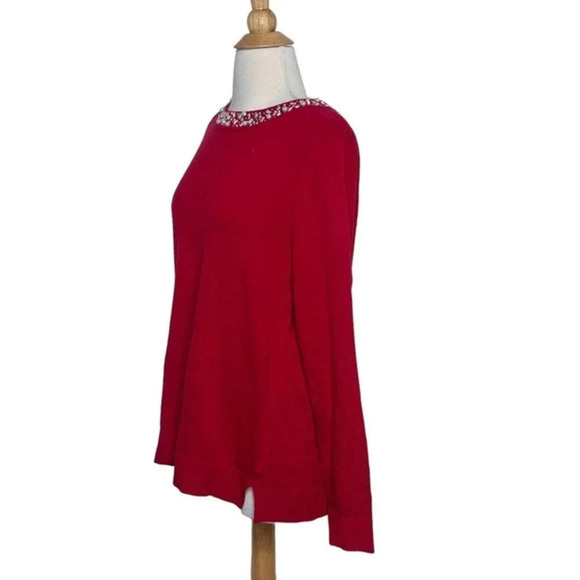 INC International Concepts XL red jeweled neck and 1 shoulder cut out sweater‎ - Picture 4 of 7
